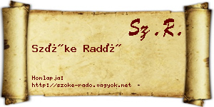 Szőke Radó névjegykártya